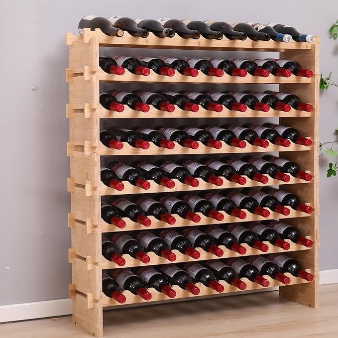72 Bottle Stackable Storage Modular Wine Rack Cabinet Bamboo freestanding Floor Wine Holder Display Shelves