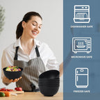 Cereal Bowls - Wheat Straw Bowl Set of 6, 26 OZ Unbreakable Bowls for Kitchen, Alternative to Plastic Bowls Reusable, Microwave Safe Bowl for Soup, Salad, Oatmeal, Snack (Black)