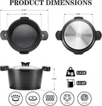 8.5qt Pasta Pot with Strainer Lid, Cast Aluminum Stockpot Multipot, Nonstick Ceramic Coating make Cleanup easy with Tempered Glass Lid, Dishwasher Safe, Induction, Black (Black, 8.5 Quarts)