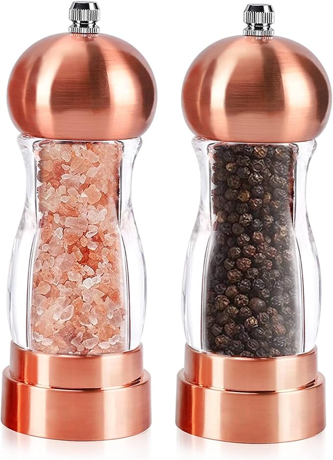 Pepper Mill Set, Classical Hand Shake Pepper Grinder Set And Gorgeous Salt, Ceramic Blades With Adjustable Coarse Mill, Enjoy Best Fresh Ground Pepper Sea Salts Various spices