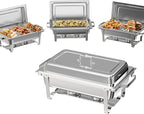 Chafing Dishes for Buffet 4 Pack, 9Qt Chafing Dish Buffet Set with Different Food Pans Combo, Food Warmers for Parties Buffet, Events & Weddings, Silver