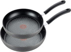 T-fal Ultimate Hard Anodized Nonstick Fry Pan Set 2 Piece, 8, 10 Inch, Oven Broiler Safe 400F, Kitchen, Cookware, Pots and Pans Set Non Stick, Frying Pans, Dishwasher Safe, Black