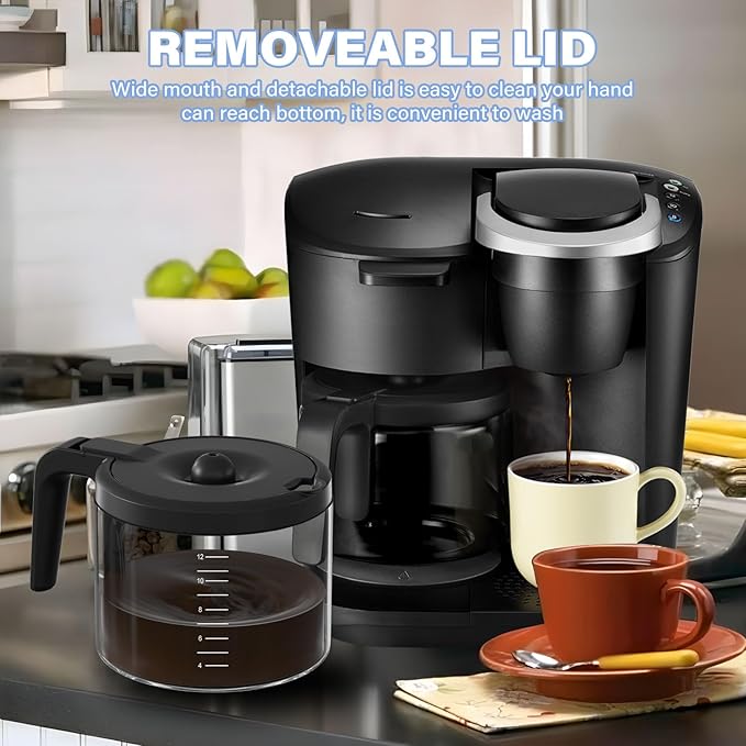 12 Cup Coffee Maker Carafe Replacement Pot Compatible with Keurig 5000 & 5500 K-Duo Essentials and K-Duo Hot & Iced Brewers K5600 (Gen 2) Only (NOT Fit K-Duo 5100 Model)
