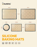 Silicone Baking Mat Set of 5, Katbite Food Grade Non-stick Reusable Cookie Sheet Bakeware Mats for Making Macaron, Cookie, Pizza, Pastry