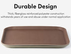 CURTA 2-Pack Restaurant Grade Non-Slip Tray, NSF, 18 Inch x 14 Inch, Plastic Rubber Lined Rectangular Serving Tray, Brown