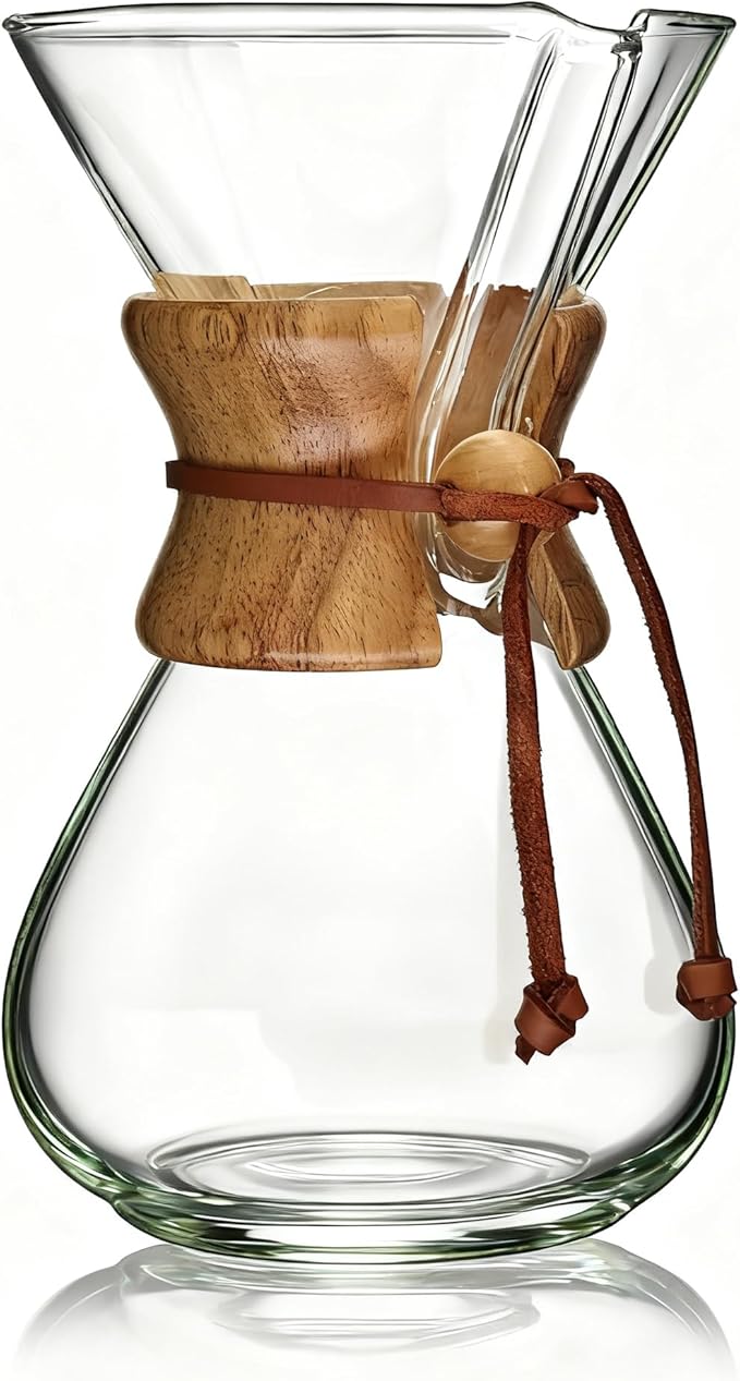 AGOGO Pour Over Coffee Maker Set Glass Coffee Maker with 50pcs Filter Paper -for Home, Office, Camping, Cafes - Easy Clean Coffee Dripper Set (Rag&Brush Included) (8 Cup/28 oz)