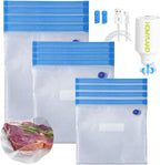 Sous Vide Bags 25pcs, BPA-Free Reusable Vacuum Seal Bags for Food/Freezing safe-25pcs Vacuum Food Storage Bags with Handheld vacuum sealer electric pump & Seal Clips & Air valves for Sous Vide Cooking