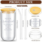 Layhit 24 Set Bulk Thank You Team Gifts Cups for Employees Staff Coworker Christmas Appreciation Gifts Thank You Glass Cups 16 oz Can Shaped Beer Glass with Lids Straws Brushes(Vivid Style)