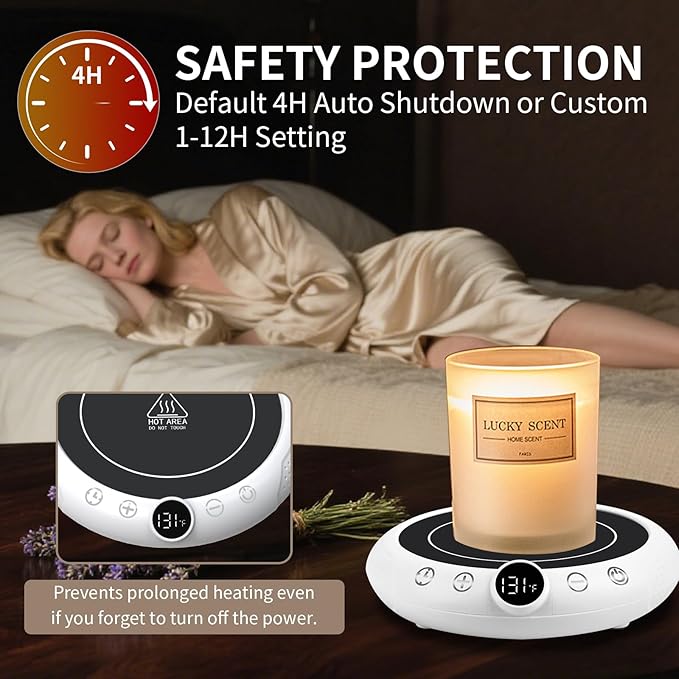 Coffee Mug Warmer, White Elephant Gifts for Adults, Electric Cup Warmer for Desk, Candle Warmer Plate 8-Temp Setting & 1-12H Timer, Stocking Stuffer for Women Men