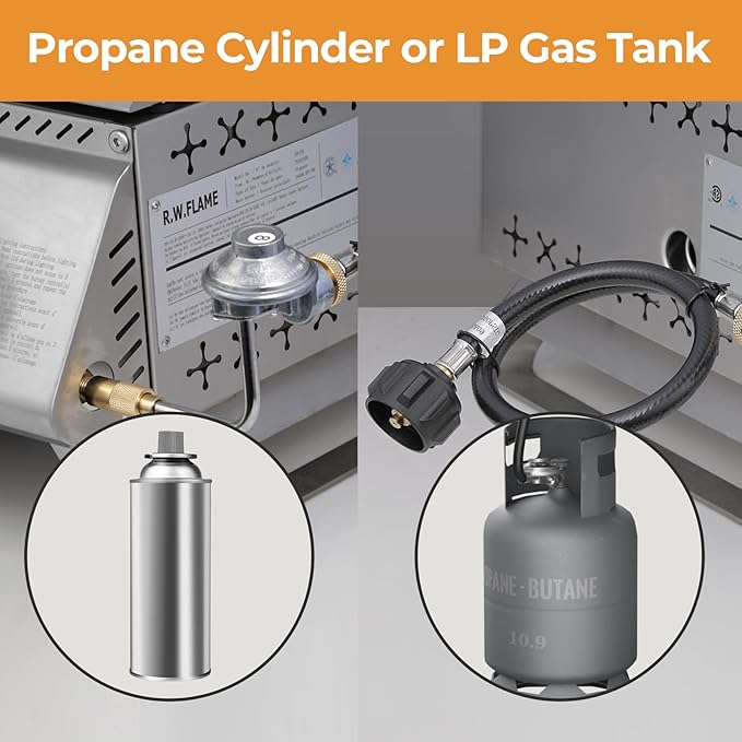 R.W.FLAME Premium 3-Burner Tabletop Propane Gas Griddle Stainless Steel Portable Outdoor Griddle,24,000 BTU Compact Flat Top Camping BBQ Grill,347 Sq. In. Cooking Area,Heavy Duty