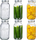 WELLIFE 6 Pack 64oz Wide Mouth Mason Jars,Half Gallon Mason Jar for Pickling, Canning, Fermenting and Food Storage, Microwave & Dishwasher Safe