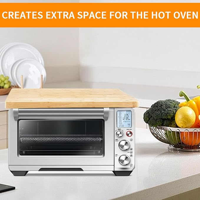 Bamboo Cutting Board for Breville BOV900BSS Smart Oven Air Fryer Pro, Countertop Convection Oven Accessories With Silicone Feet, Heat Resistance, Added Storage
