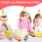 Mini Loaf Pans with Lids and Spoons Sealing Sticker,120 Pcs 6.8oz Cake Pans for Baking Disposable Aluminum Foil Red cake pan (mixed)