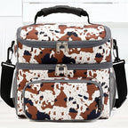 FlowFly Double Layer Cooler Insulated Lunch Bag Adult Lunch Box Large Tote Bag for Men, Women, With Adjustable Strap,Front Pocket and Dual Large Mesh Side Pockets