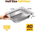 Fit Meal Prep 40 Pack 9x13 Aluminum Foil Pans - Heavy Duty Half Size Baking Pans Disposable for Roasting, Cooking, Serving, and Freezing - Tin Pan Trays for Buffet, Meal Prep, and Food Storage