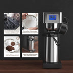 crosson Auto Filling Commercial Coffee Brewer, Plumbed Direct Waterline Drip Coffee Maker with 24 Hours Hot 2.2L Airpot Coffee Carafe Dispenser with Pump