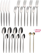 20 Piece Luxury Silverware Set for 4 Mirror-Polished 18/10 Stainless Steel Heavy Flatware Set Modern Cutlery Set Knife/Fork/Spoon Utensil Dishwasher Safe with Gifts