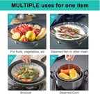 Steamer Basket Stainless Steel Veggie Steamer Basket for Cooking Folding Food Steamer Insert Steaming Basket Adjustable Expandable to fit Various Size Pot (5.1" to 9")