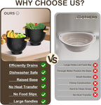 Colander for Kitchen, 6 QT Metal Colander with Wood Handle, Essentials Kitchen Gadgets Strainers and Colanders Food Strainer Basket for Draining Pasta Strainer, Vegetable & Fruit, Black