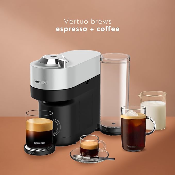 Nespresso Vertuo Pop+ Deluxe Coffee and Espresso Machine by De'Longhi, 120 Volts, Silver
