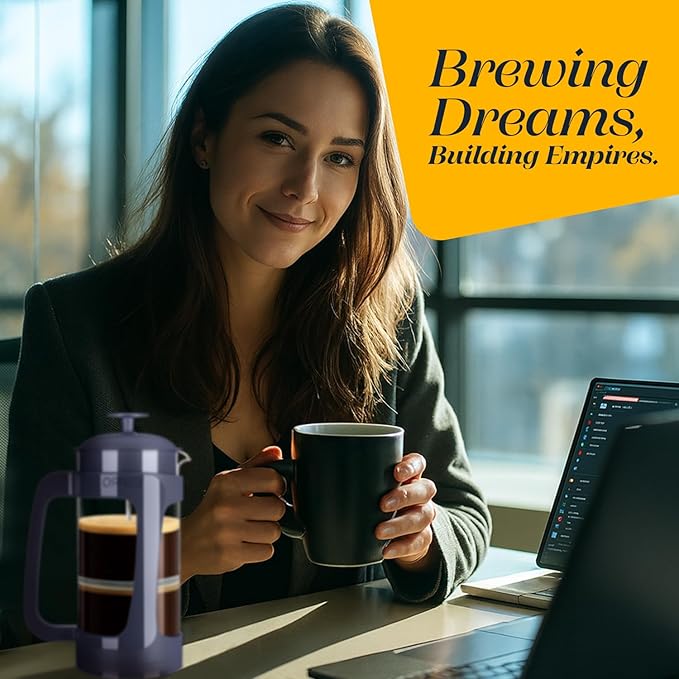 ESPRO P3 French Press Coffee Maker – Patented Double Micro-Filter for Grit-Free Brew, Heat Resistant thicker Borosilicate Glass Coffee press – Blue (32 oz)