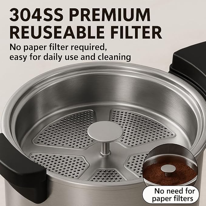 100 Cups Coffee Urn, Commercial Coffee Maker, Dual Wall Stainless Steel Coffee Urn Large Coffee Dispenser Insulated For Catering Business Wedding Party