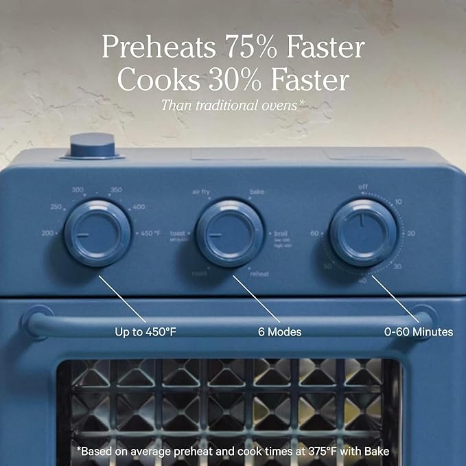 Our Place Wonder Oven | 6-in-1 Air Fryer & Toaster Oven with Steam Infusion | Compact, Countertop Friendly, Fast Preheat, Multifunctional | Air Fry, Toast, Roast, Bake, Reheat & Broil | Blue Salt
