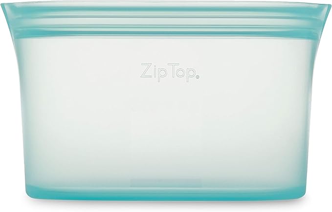 Zip Top Reusable Food Storage Bags | Medium Dish [Teal] | Silicone Meal Prep Container | Microwave, Dishwasher and Freezer Safe | Made in the USA