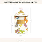 MACKENZIE-CHILDS Butterfly Garden Enamel Canister, Pretty Kitchen Storage Container with Lid, Medium