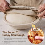 Wood Pulp Banneton Bread Proofing Basket Set, 9" 2.2LB Round Sourdough Banneton Basket Kit, Sourdough Bread Making Tool Baking Supplies with Proofing Bowl, Cover, Dough Whisk, Lame, Scraper