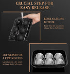 Whiskey Ice Ball Maker, [Fill without Funnel & Easy Release] 2.2'' Round Large Iced Cube Trays with Cover, Reusable Sphere Silicone Ices Tray with Lids for Bourbon, Gift for Brandy Lover