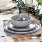 GBHOME Ceramic Dinnerware Sets for 6, 18pcs Stoneware Plates and Bowls Sets, Handmade Chip and Scratch Resistant Dishes Set, Dishwasher & Microwave Safe