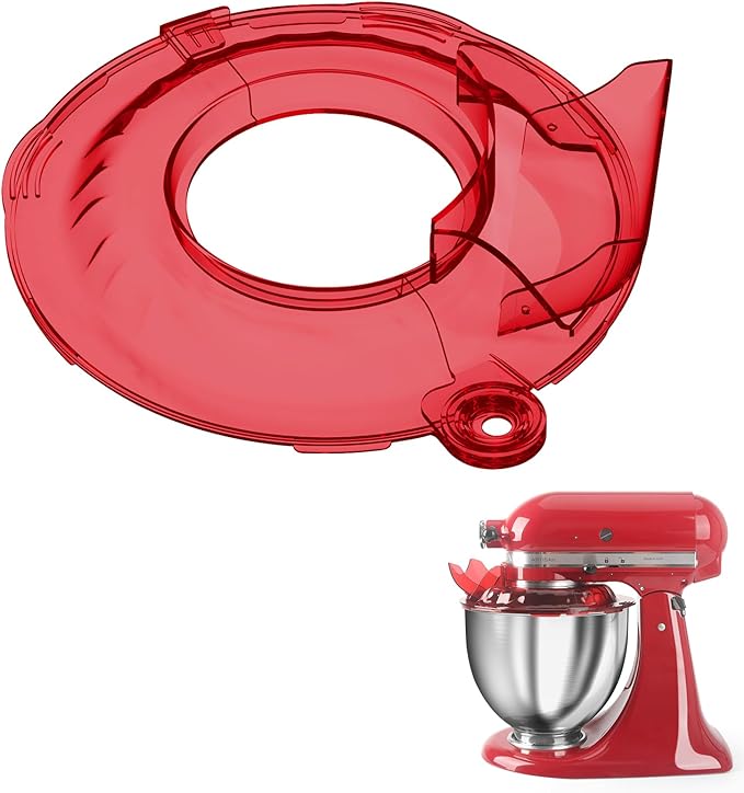 Pouring Shield for KitchenAid Tilt Head 4.5-5 QT (for Stainless Steel Bowls Only), for Kitchen aid Accessories and Attachments, Fully Enclosed Foldable Lid Mixer Bowl Cover, Not For Bowl Lift (Red)