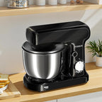 Stand Mixer with 3QT+3.5QT Dual Bowls, 10-Speed Electric 300W Food Mixer - Includes Egg Whisk, Dough Hook & Flat Beater for Home Baking & Daily Cooking (Black)