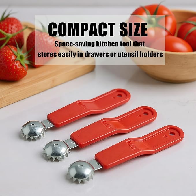Strawberry Tomato Corer Huller Stem Remover, Kitchen Food Prep Tool, 3 Pack