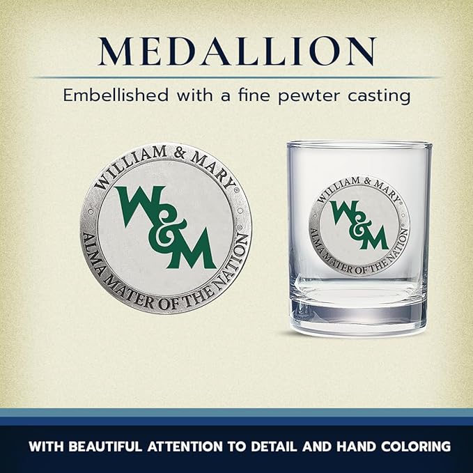 Heritage Pewter WILLIAM & MARY Double Old Fashion | Double Rocks Glass 14 OZ for Liquor | Expertly Crafted Pewter Glass