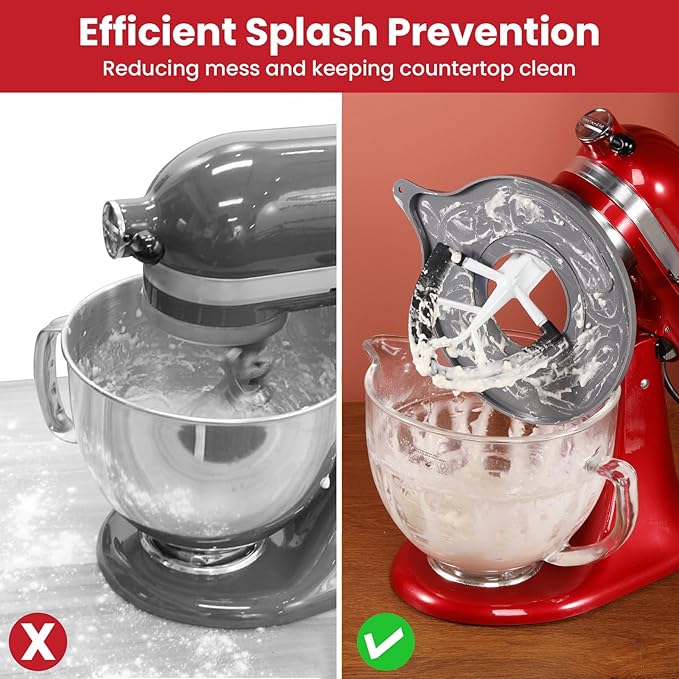 Glass Bowl Lid for KitchenAid K5GB 5 Quart Tilt-Head Stand Mixer, Mixer Bowl Cover Prevent Dry/Wet Ingredients Splash-Outs, Mixer Splash Guard with Extra Pouring Window