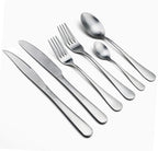 24-Piece Stainless Steel Flatware Set, Matte Silver Finish, Service for 4