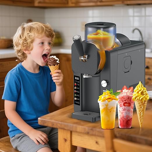 Ice Cream Maker, Slushie Machine for Home, Slushy Machine 70 oz Margarita Machine with 6 Preset Programs for Ice Cream, Frozen Yogurt or Gelato, Adjustable Thickness, Gray