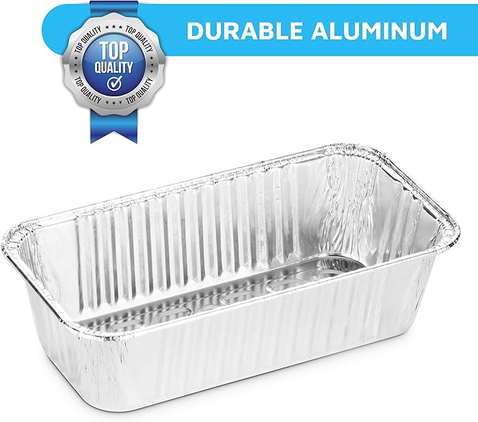 MontoPack Aluminum Disposable Loaf Pans | Deep Standard Size 8.5” x 4.5” Extra Thick Foil Bread Containers for Baking, Food Storage & Takeout | Eco-Friendly & Recyclable | Bulk 50-Pack 2 Pound Trays