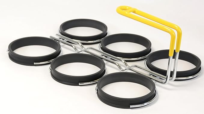 Prince Castle Round Egg Cooker Ring, 6 Egg Rings for Griddle, 3.75" Diameter Rings with Cover for Perfectly Shaped Omelettes