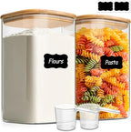 ComSaf 1.2 Gallon Wide Mouth Flour Sugar Storage Containers 2 Pcs, 4.6 Qt Glass Storage Containers with Lids, Large Pantry Glass Jar with Lid, Big Jars for Rice, Flour, Sugar, Cereal, Cookie, Coffee