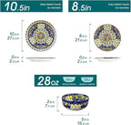 vancasso 12 Pieces Dinnerware Sets, Blue Plates and Bowls Set, Porcelain Dishes Set for 4, Microwave and Dishwasher Safe, Scratch Resistant, Bohemian Style Dining Ware Service for 4, Series SIMI