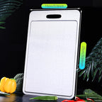 New Titanium Cutting Board with Grooves, Cutting Boards For Kitchen, Double-Sided Food-Grade Titanium Cutting Board For Cutting Meats, Fruits And Vegetables (9.84x5.9in)