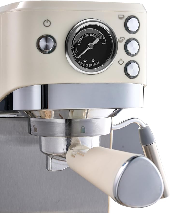 MOI 20 Bar Espresso Machine with Milk Frother Steam Wand - Compact Stainless Steel Espresso Coffee Maker - Expresso Machines for Home with 1.5L Removable Water Tank for Latte, Cappuccino, Espressos