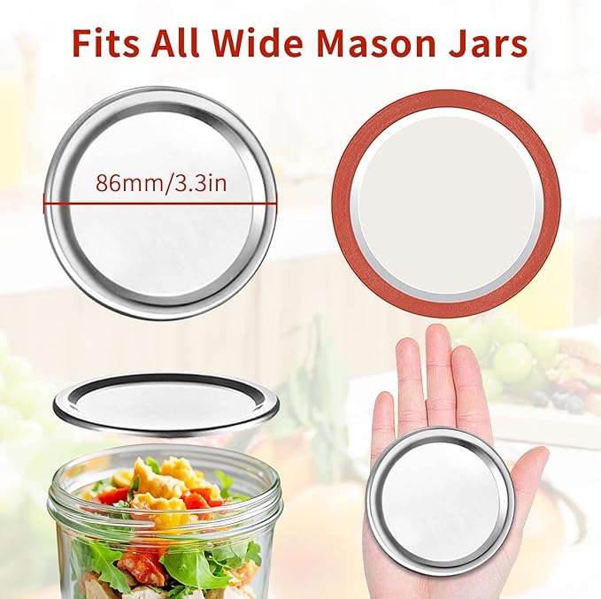 Aliggbent 150 Pcs Wide Mouth Canning Lids, 86MM Airtight Split-Type Mason Jar Lids, Leakproof Bulk Wide Mouth Canning Jar Lids for Canning Food, Jams, Fruits & DIY Decor