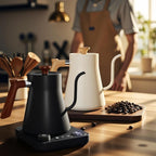 Smart Digital Electric Kettle with Variable Temperature Control, Stainless Steel Inner, 1200W Quick Heating Gooseneck Electric Kettles, Stylish Matte Finish for Coffee & Hot Beverages, 0.9L (Black)