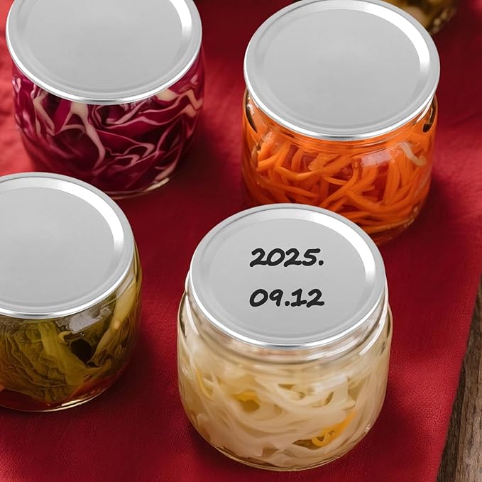 JEUIHAU 100 Pack Wide Mouth Canning Lids (3.4 Inch), Split-Type Metal Mason Jar Lids with Silicone Seals for Pickling, Jams, Dry Goods Preservation
