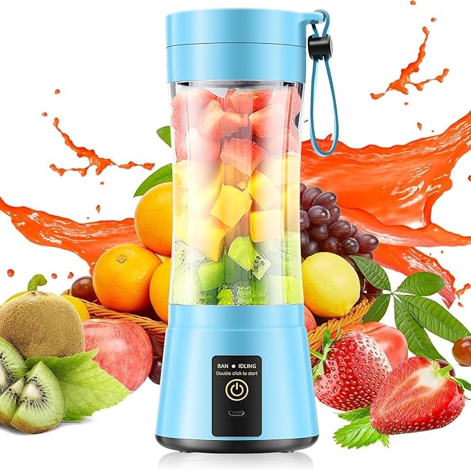 Portable Blender Make Shakes and Smoothies - USB Rechargeable Personal Size Mini Blender Freshly Squeezed, 380Ml BPA Free Travel Cup in Picnic/Office/Gym