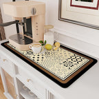 AMOAMI Coffee Mat Hide Stain Rubber Backed Absorbent Dish Drying Mat for Kitchen Counter - Fits Under Coffee Maker or Machine - Khaki 17x31.5